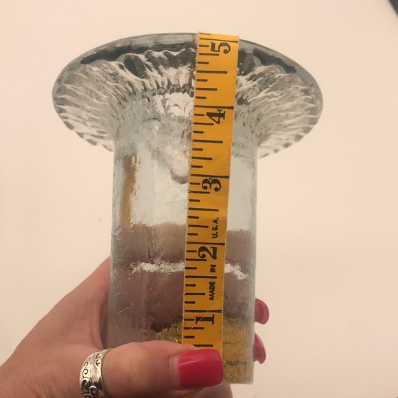 MCM VTG 70's Blenko Don Shepherd Ice Mushroom Clear Glass Candleholders Set of 3 - Picture 5 of 6